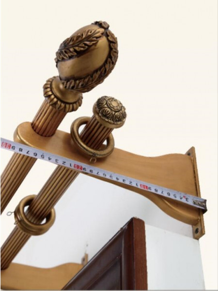 QYT60 Gold 2 Inches Diameter Custom Wood Curtain Rods With Brackets