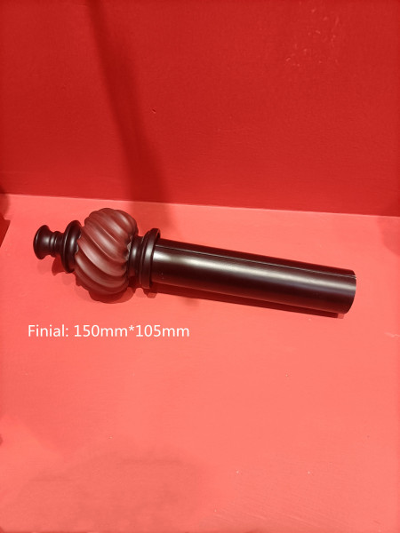 QYT68 Solid Black Wood Two Inches Timber Curtain Rods With Brackets