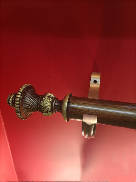 QYT69 2 Inches Wooden Poles And Black Walnut Wood Drapery Hardware(Color: Black walnut)