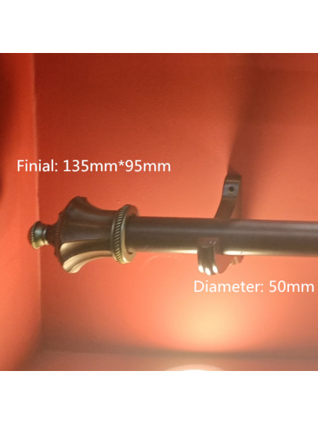 QYT72 Custom 2 Inches Timber Curtain Rods With Hardware Red Wood