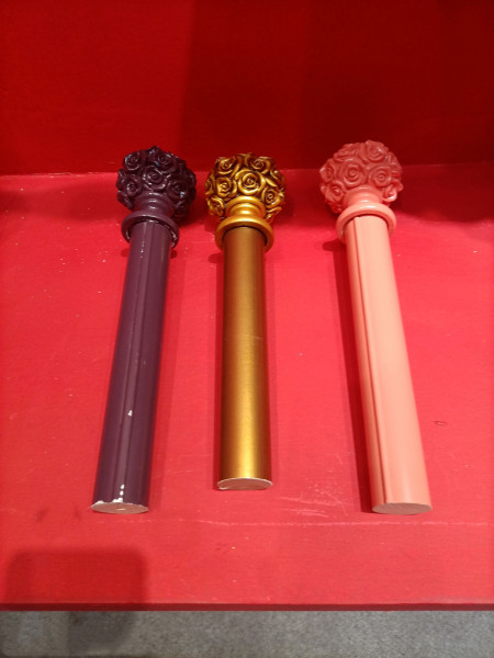 QYT82 Pink Gold 1-3/8" Diameter Timber Curtain Rods And Finials