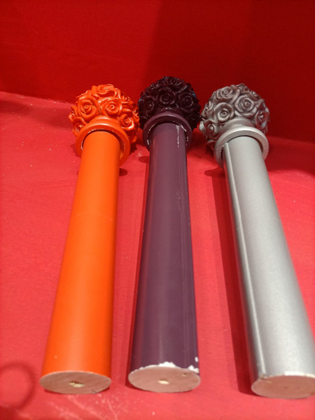 QYT83 1-3/8" Purple Black Orange Wooden Curtain Pole Wall Mounted