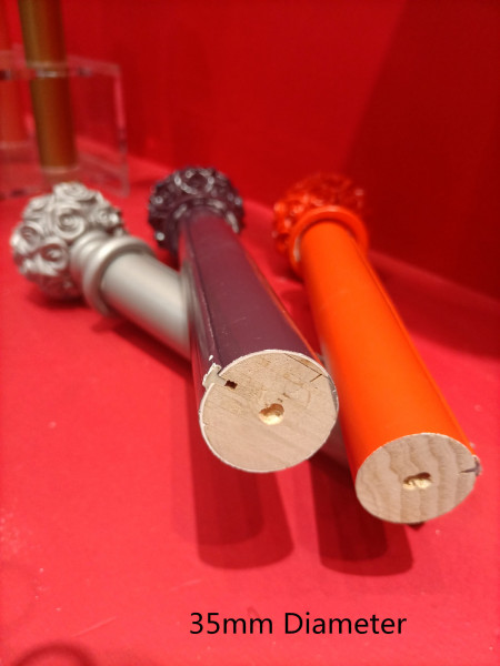 QYT83 1-3/8" Purple Black Orange Wooden Curtain Pole Wall Mounted