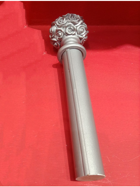QYT83 1-3/8" Purple Black Orange Wooden Curtain Pole Wall Mounted(Color: Silver)