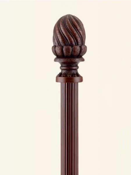 QYT87 Striple Gold 1-3/8" Diameter Wood Curtain Rods With Brackets(Color: Red ripple finial)