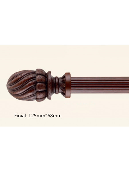 QYT87 Striple Gold 1-3/8" Diameter Wood Curtain Rods With Brackets