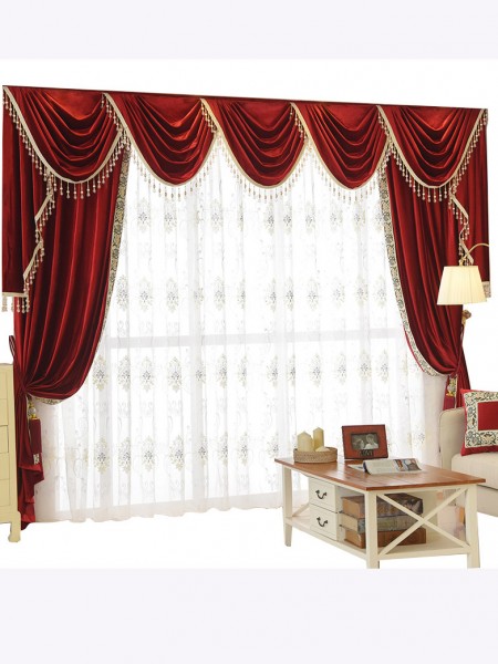 New arrival Denali Pink Red and Purple Waterfall and Swag Valance and Sheers Custom Made Chenille Velvet Curtains