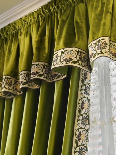 New arrival Denali Blue and Green Plain Pencil Pleated Valance and Sheers Custom Made Chenille Velvet Curtains Pair