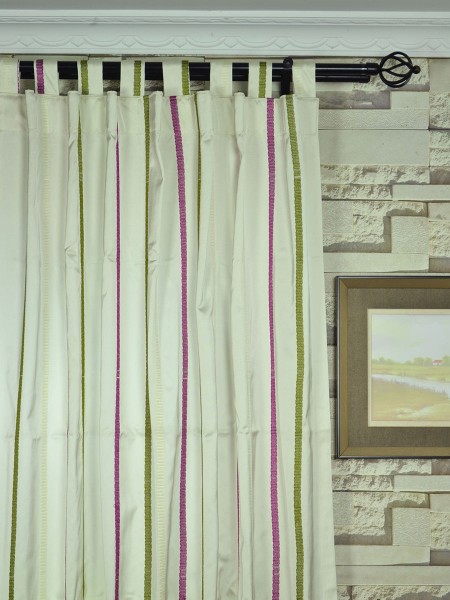 Baltic Embroidered Striped Tab Top Curtain Heading Style