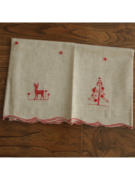 Winston Elk Embroidered Grommet Cafe Curtains for Kitchen and Bathroom Red Elk