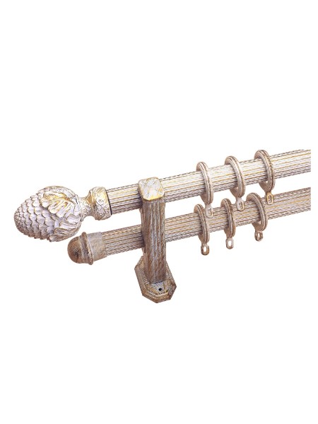 QYR2821 1-1/4" Diameter Rome Antique Color Custom Double Curtain Rods (Color: White Brush Gold)