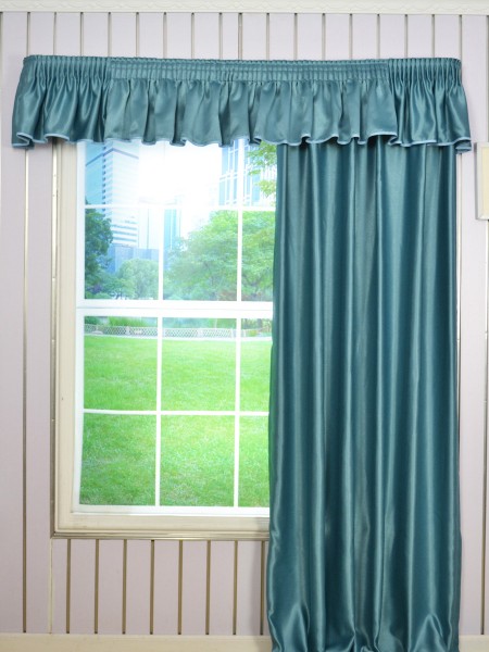 Swan Solid Pencil Pleat Valance and Versatile Pleat Curtains