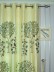 Morgan Beige & Blue Embroidered Bird Tree Grommet Faux Silk Curtains Ready Made Heading Style