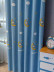 QY24H06D Fashion Children Chenille Embroidered Hello Kitty Blue Custom Made Curtains