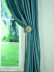 Extra Wide Swan Gray and Blue Solid Pencil Pleat Curtains 100 - 120 Inch Width Tassel Tiebacks