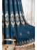  QYC125FA Hebe European Floral Luxury Damask Embroidered Chenille Ready Made Grommet Curtains(Color: Blue)