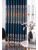 Hebe European Floral Luxury Damask Embroidered Blue Grey Velvet Custom Made Curtains(Color: Blue)