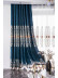 QYC125G Hebe European Floral Luxury Damask Embroidered Chenille Blue Grey Ready Made Grommet Curtains(Color: Blue)