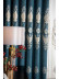 QYC225QA Bimberi Embossed Small Peony Luxury Chenille Blue Grey Ready Made Grommet Curtains
