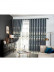 QYC225QA Bimberi Embossed Small Peony Luxury Chenille Blue Grey Ready Made Grommet Curtains