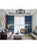 QYC225RA Bimberi Openwork Pagoda Luxury Embroidered Blue Grey Ready Made Grommet Curtains