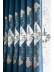 QYC225RA Bimberi Openwork Pagoda Luxury Embroidered Blue Grey Ready Made Grommet Curtains(Color: Blue)