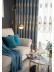 QYC225S Bimberi New Flowers Luxury Embroidered Chenille Blue Grey Custom Made Curtains(Color: Grey)