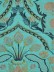 Silver Beach Embroidered Colorful Damask Single Pinch Pleat Faux Silk Curtains (Color: Medium turquoise)