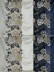 Silver Beach Embroidered Lively design Faux Silk Fabric Sample (Color: Black)