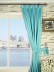 Waterfall Solid Blue Goblet Faux Silk Curtains
