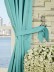 Waterfall Solid Blue Goblet Faux Silk Curtains Decorative Tiebacks