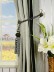 Petrel Vertical Stripe Grommet Chenille Curtains Tassel Tiebacks