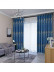 QYFL1121B Wrangell European Leaves Blue Grey Jacquard Custom Made Curtains For Living Room