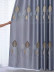 QYFL1121B Wrangell European Leaves Blue Grey Jacquard Custom Made Curtains For Living Room (Color: Grey)