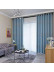 QYFL1121C Wrangell European Trees Blue Grey Jacquard Custom Made Curtains For Living Room (Color: Blue)