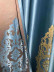 QYFL1821A On Sales Rainier Brocade Faux Silk Flowers Grey Beige Blue Purple Custom Made Curtains(Color: Blue)