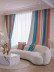 QYFL224B On Sales Petrel Orange Blue Grey Stripe Chenille Custom Made Curtains(Color: Orange Blue)