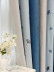 QYH2407BD Eyelet Ready Made Curtains Stripe Chenille Ginkgo Biloba(Color: Blue)