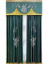 QYHL225CA Silver Beach Embroidered Colorful Peacocks Gold Blue Faux Silk Pencil Pleat Ready Made Curtains For Bay Windows