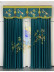 QYHL225F Silver Beach Embroidered Annunciation Birds Blue Faux Silk Custom Made Curtains