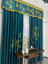 EQYHL225EA Extra Wide Gold Green Grey Embroidered Pinch Pleat Ready Made Blockout Curtains For Sliding Glass Doors