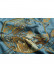 EQYHL225HA Extra Wide Gold Blue Grey Embroidered Double Pinch Pleat Ready Made Blockout Curtains For Dining Room