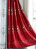 QYHL225PS Silver Beach Embroidered Lotus Khaki Red Blue Faux Silk Blockout Curtains Fabric Samples(Color: Red)