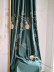 EQYHL225SA Extra Wide Embroidered Gourd Blue Grey Ready Made Pencil Pleat Blockout Curtains For Sliding Doors(Color: Blue)