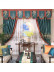 EQYHL225TA Extra Wide EEmbroidered Blooming Flowers Blue Yellow Ready Made Pencil Pleat Blockout Curtains For Sliding Doors