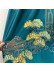QYHL225U Silver Beach Embroidered Green Pines Champagne Blue Faux Silk Custom Made Curtains(Color: Blue)