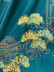 QYHL225US Silver Beach Embroidered Green Pines Champagne Blue Faux Silk Blockout Curtains Fabric Samples(Color: Blue)