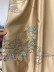 EQYHL225TA Extra Wide Embroidered Green Pines Champagne Blue Ready Made Pencil Pleat Blockout Curtains For Living Room(Color: Pale pinkish grey)