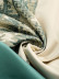 EQYHL226CA Silver Beach Embroidered Green Beige Faux Silk Pleated Ready Made Curtains