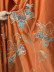 QYHL226DD Silver Beach Embroidered Lotus Flower Faux Silk Flat Ready Made Curtains(Color: Orange)